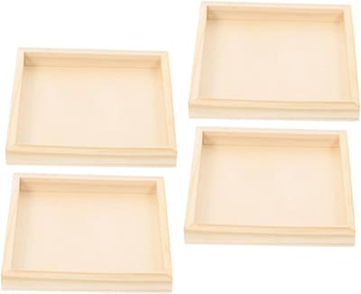 Houten Opbergplaten - Blokkenbak - Puzzels Opbergen - Duurzaam Materiaal - 12x12x1.5cm - Onbehandeld Hout