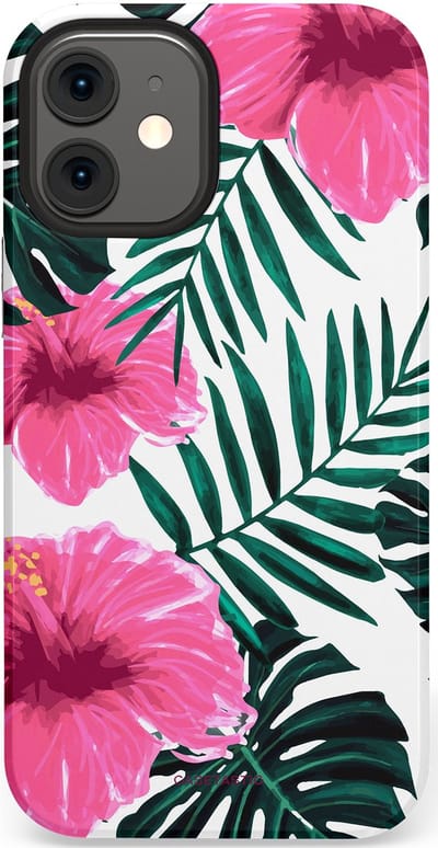 Casetastic Hoesje Geschikt voor Apple iPhone 12 Mini - Stijlvolle Beschermende Duo-layer Case - Tropenavond