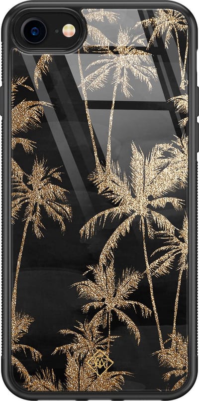 Casimoda® hoesje - Geschikt voor iPhone 8 - Palmbomen - Luxe Hard Case Zwart - Backcover telefoonhoesje - Zwart