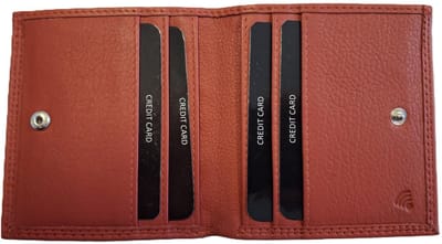 OI rode leren dames billfold afsluitbaar / platte portemonnee met kleingeld aan de buitenkant / dunne beurs met pasjes verticaal / RFID SAFE / rood leer / 637RMD