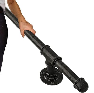 Trapleuning Binnen Buiten - Handgreep Wandsteun - Veiligheid Trap - Smeedijzeren Reling - 220 cm - Zwart