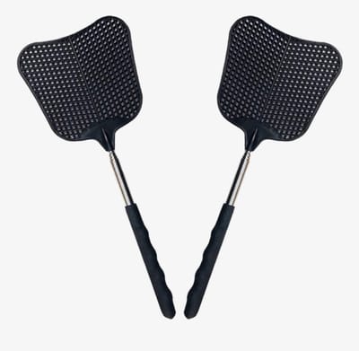 Vliegenvanger Set van 2 – Uitschuifbaar & Ergonomisch – Stevig Kunststof plastic – Zwart