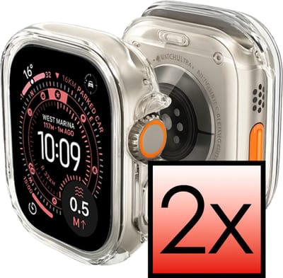 Hoesje - 2 Stuks - Geschikt voor Apple Watch Ultra 3 (49 mm) - Extra Sterk - Siliconen Case Cover - Smartwatch Full Bumper Hoes - Transparant