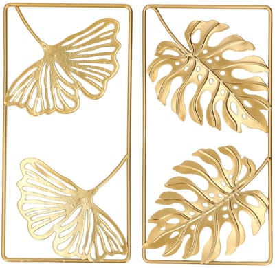 Dailygoods- Ginkgo Blad Wanddecoratie - Metalen Sculptuur - Gouden Kleur - Duurzaam - Geschikt voor Slaapkamer/Kantoor - Artistiek Ontwerp