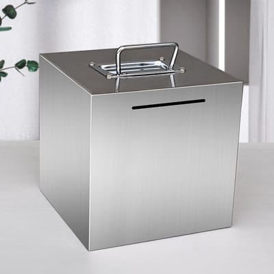 RVS Spaarpot met Handvat (15x15x15cm) – Onbreekbaar, Veilig en Herbruikbaar, voor Langetermijnsparen