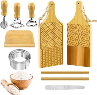 Houten Pasta Set - Pastamaker Gereedschap - Zelf Pasta Maken - 12-delige Gereedschapsset - 30 x 20 x 5 cm