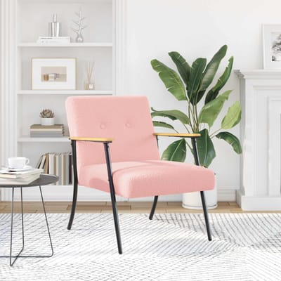 vidaXL - Fauteuil - Roze - Kratig - Wolachtig - Stof