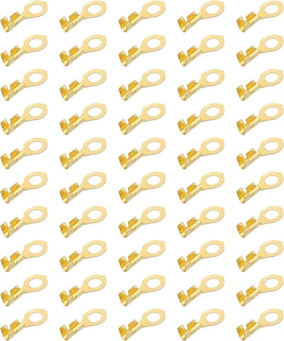 50 Stuks Koperen Ring Terminals, M4 Draadkabel met Open Barrel Ring Lugs voor Verlichting en Aarding