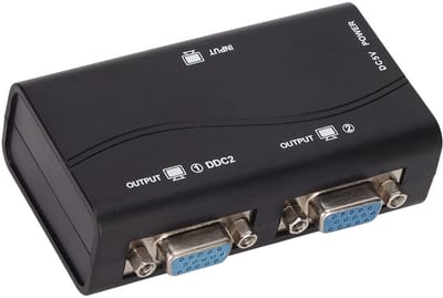 Dailygoody - HD VGA-splitter - Schermduplicatie - USB-aangedreven - 1080P Videosplitter - 1 in 2 uit - Uitstekende beeldkwaliteit - Geschikt voor moni