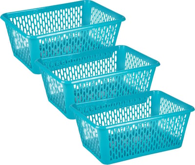 Plasticforte opbergmand/kastmandje - 3x - 6,5 liter - blauw - kunststof - 20 x 30 x 11 cm