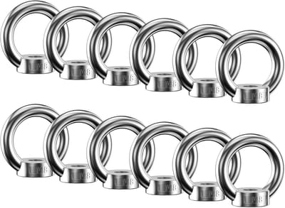 12 stuks ringmoeren M8, 304 roestvrij staal, oogmoer, roestvrijstaal oogmoer, ringmoeren, ringogen, ringbouten, ringschroef voor hefaccessoires