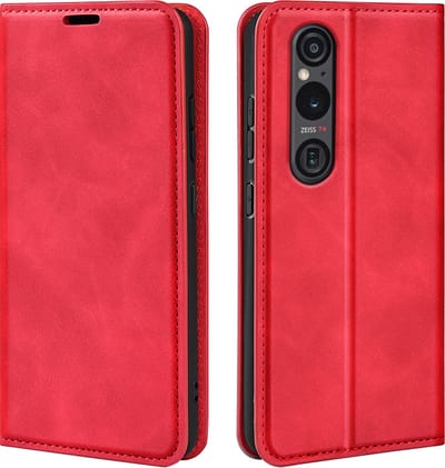 MobyDefend Hoesje - Geschikt voor Sony Xperia 1 VI - Luxe Wallet Bookcase (Magnetische Sluiting) - Rood