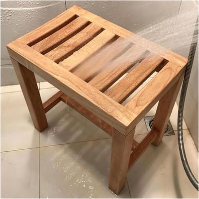 Badkamerkruk - Douchestoel - Veilig Douchen - Waterbestendig Teak - 28x42x43 inch - Natuurlijk Hout