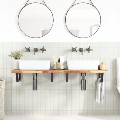 vidaXL - Badkamer - wandschap - staal - en - massief - acaciahout