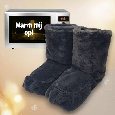 Magnetron sloffen - Verwarmde pantoffels - Dames en Heren - Warme Voeten - Verwarmde sloffen - One Size Fits All T/m Maat 40 - Verwarmde sokken - Lavendel en Lijnzaad Vulling - Grijs