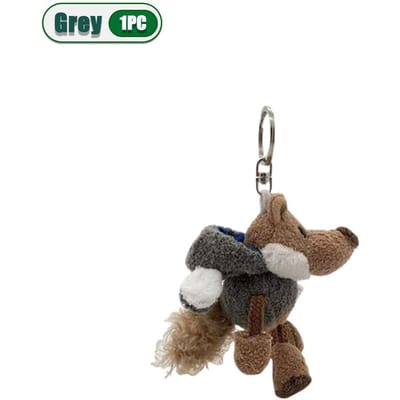 1-S Verhulde Wolf Pluche Sleutelhanger Grappige Cartoon Dier Hanger Creatieve Tas Bedel Hangend Ornament voor Rugzak Autosleutel Cadeau gray