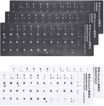 Dailygoods- Toetsenbordstickers - 5 Stuks - Duitse Toetsenbordstickers - Universele Stickerset - Mat - 11 x 13 mm - Slijtvast en Waterdicht - Toetsenbordlabels