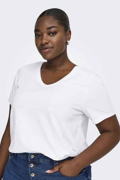 ONLY CARMAKOMA - CARBONNIE LIFE S/S V A-SHAPE TEE NOOS - Dames - T-shirts