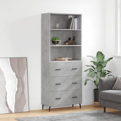 vidaXL - Hoge - kast - 69,5x34x180 - cm - bewerkt - hout - betongrijs