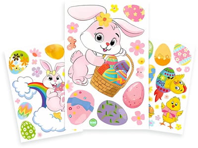 Raamstickers Pasen - Paasdecoratie - Paaseieren - Paashaas - Pasen Decoratie - Raamstickers Kinderen - Paasei - Pasen Versiering