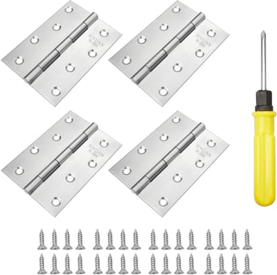 Dailygoods - Rvs scharnieren - 4 inch - Duurzaam en stevig - Roestvrij staal - Vouwen Butt Scharnieren - Geschikt voor binnen- en buitendeuren - 4 stuks