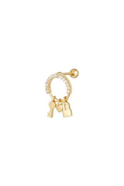 Piercing met bedels en zirkonia Goud Koper