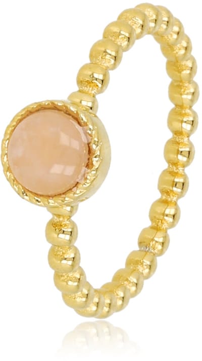 My Bendel - Bolletjes Ring met Ronde Edelsteen • Rose Quartz - met Luxe Cadeauverpakking | Sieraden Voor Dames | Maat 16.00 Mm / Maat 50