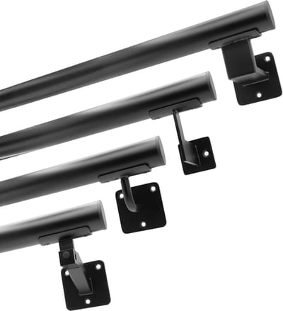 Metalen Leuning Set - Trapleuning Binnen Buiten - Veilig Traplopen - Roestvrij Poedercoating - 50 cm Lengte - Zwart
