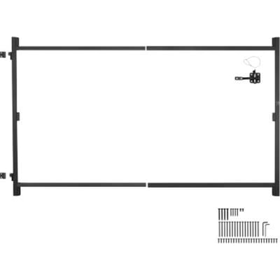 VEVOR poortset geschikt voor openingen van 152 tot 243 cm breed, verstelbare ijzeren poortframeset, doorhangbestendige poortframeset met nachtschootslot en schroeven, voor houten schuttingen, zwart