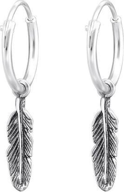 Amanto Oorbellen Caden - 925 Zilver Geoxideerd - Veer - 3x24mm