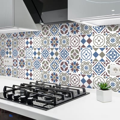 Zelfklevende tegelmuurstickers voor keuken en badkamer - 24 QUONITA AZULEJOS tegelstickers - 24 stickers 20x20cm