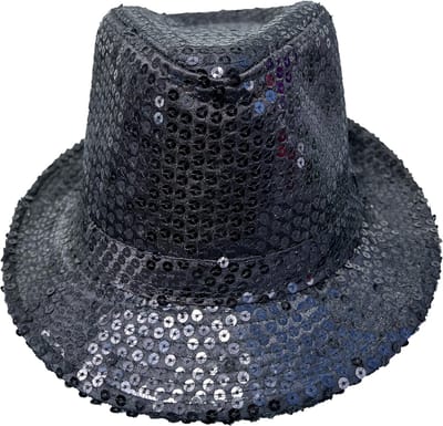 2 stuks gleufhoed - trilby hoedje - deuk hoedje - pailletten hoed - zwart
