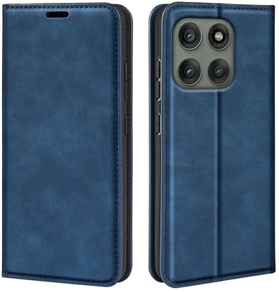 MobyDefend Hoesje - Geschikt voor Motorola Edge 60 Pro - Luxe Wallet Bookcase (Magnetische Sluiting) - Blauw