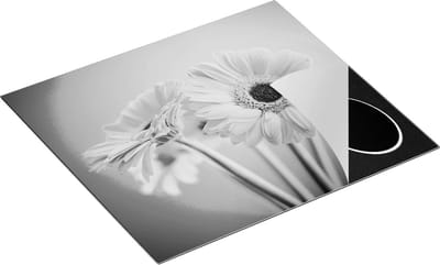 Chefcare Inductie Beschermer Twee Roze Anjers - Bloemen - Zwart Wit - 60x50 cm - Afdekplaat Inductie - Kookplaat Beschermer - Inductie Mat