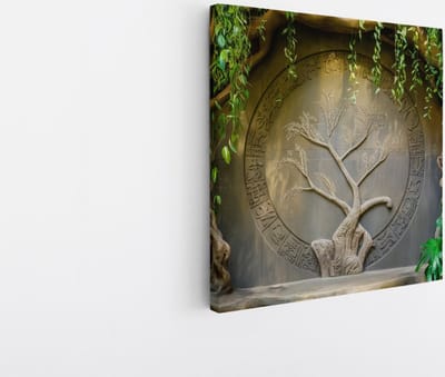 Saammp Canvas Schilderij - Poort in natuur - Landschap - Botanisch - 20x20 - Foto op canvas - Wanddecoratie - Muurdecoratie Woonkamer - Slaapkamer decoratie - Canvas Print