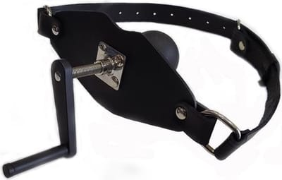 Black Label - The Killer - Lederen en Siliconen Ball Gag met Aandraaischroef - Zwart