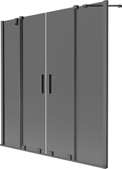 Mexen Velar Duo badwand scherm 2-delig schuifbaar 140 x 150 , grafiet, gun metal - 896-140-000-42-95