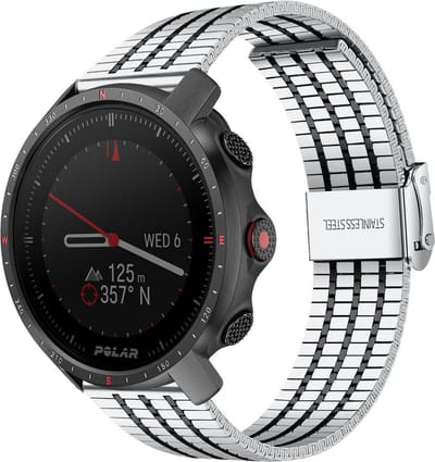 Strap-it Luxe stalen RVS bandje - geschikt voor Polar Grit X / Grit X Pro / Vantage M / M2 / M3 / V3 - zilver/zwart