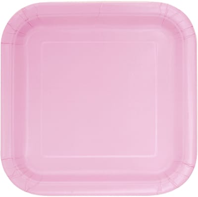 UNIQUE - 14 lichtroze vierkante kartonnen borden 22 cm voor een pastelfeest