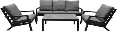 Malaga stoel-bank loungeset 4-delig antraciet aluminium