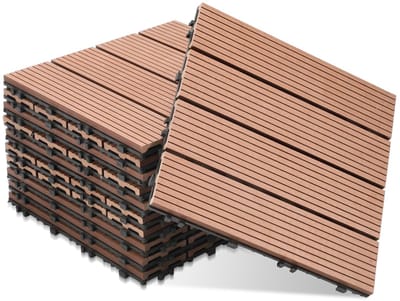 22 Stuks Terrastegels Houtlook 30x30 cm WPC Vlondertegels Balkon en Tuin Vochtdoorlatend Antraciet