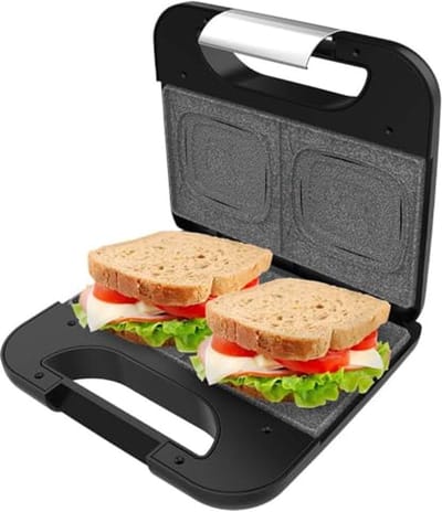 Sandwichmaker - Tosti Apparaat - Snelle Lunch - RockStone Anti-aanbaklaag - 22 x 22 cm - RVS
