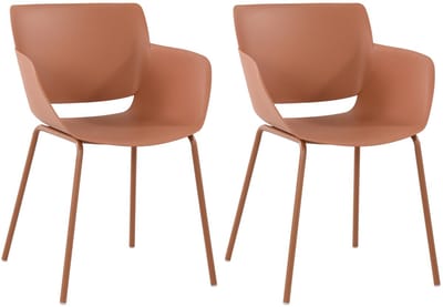 CLP Set van 2 Tuinstoelen Alpena - Met Armleuningen - Weerbestendig - Kunststof/terracotta