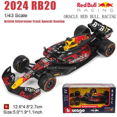 Bburago 1:43 F1 Red Bull Rb20 Britse Silverstone Baan Speciale Coating Legering Auto Die-Cast Model Speelgoed Verzamelaar Cadeau