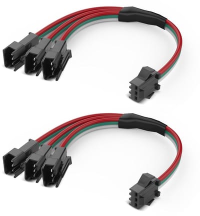 2 stuks 0,3 m 3-polige JST-SM-LED Y-kabel, 5 V 22 AWG stekker-vrouwelijke-verlenging, flexibele pvc-koperen kabel voor ledstrips, ideaal voor SP530E en SP630E controllers en andere toepassingen