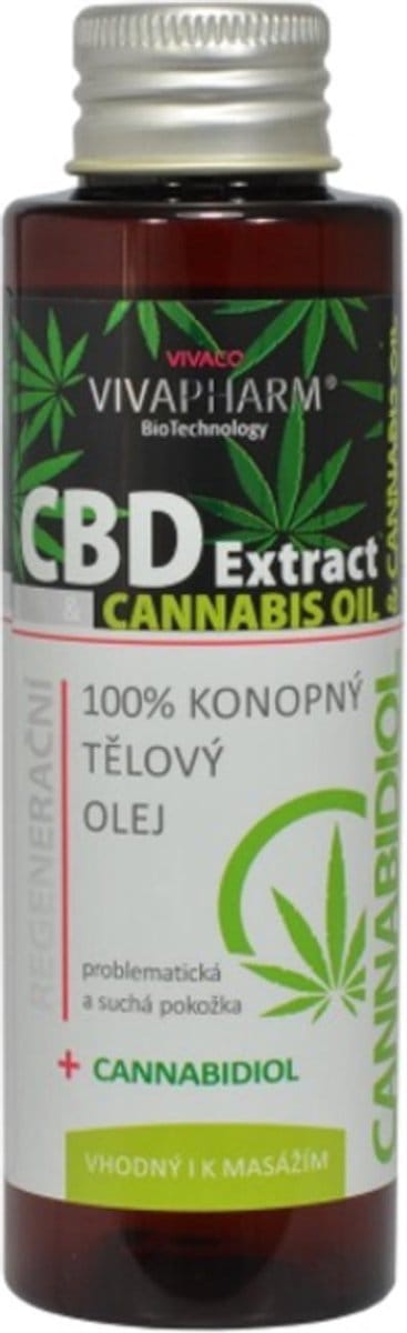100% Cannabis Huidolie met CBD extract - herstellende en stimulerende lichaamsolie, geschikt voor de behandeling van extra droge, gebarsten en gevoelige huid.