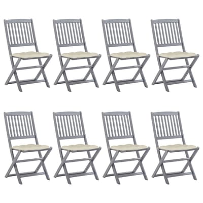 vidaXL - Inklapbare - stoelen - 8 - st - met - kussens - massief - acaciahout