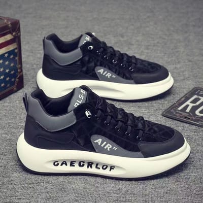 Lente Nieuwe Sportschoenen Heren Trendy Mode Alles-match Dikke Zool Tide Schoenen Casual Schoenen Antislip Slijtvast Board Schoenen Herenmodellen 44 gray