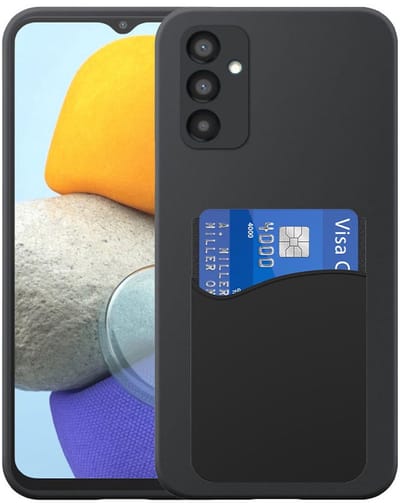 Geschikt voor Samsung Galaxy S24 FE Telefoonhoesje met Siliconen Pasjeshouder - Flexible Back Cover Case Siliconen TPU with Silicone Cardslot - Zwart - Smartphonica geschikt voor Samsung Galaxy S24 FE