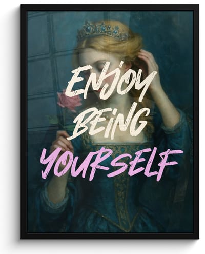 Poster in lijst - Fotolijst 60x80 cm - Posters - Vrouw - Roos - Quote - Posterlijst zwart - Decoratie - Wanddecoratie woonkamer - Muurdecoratie slaapkamer